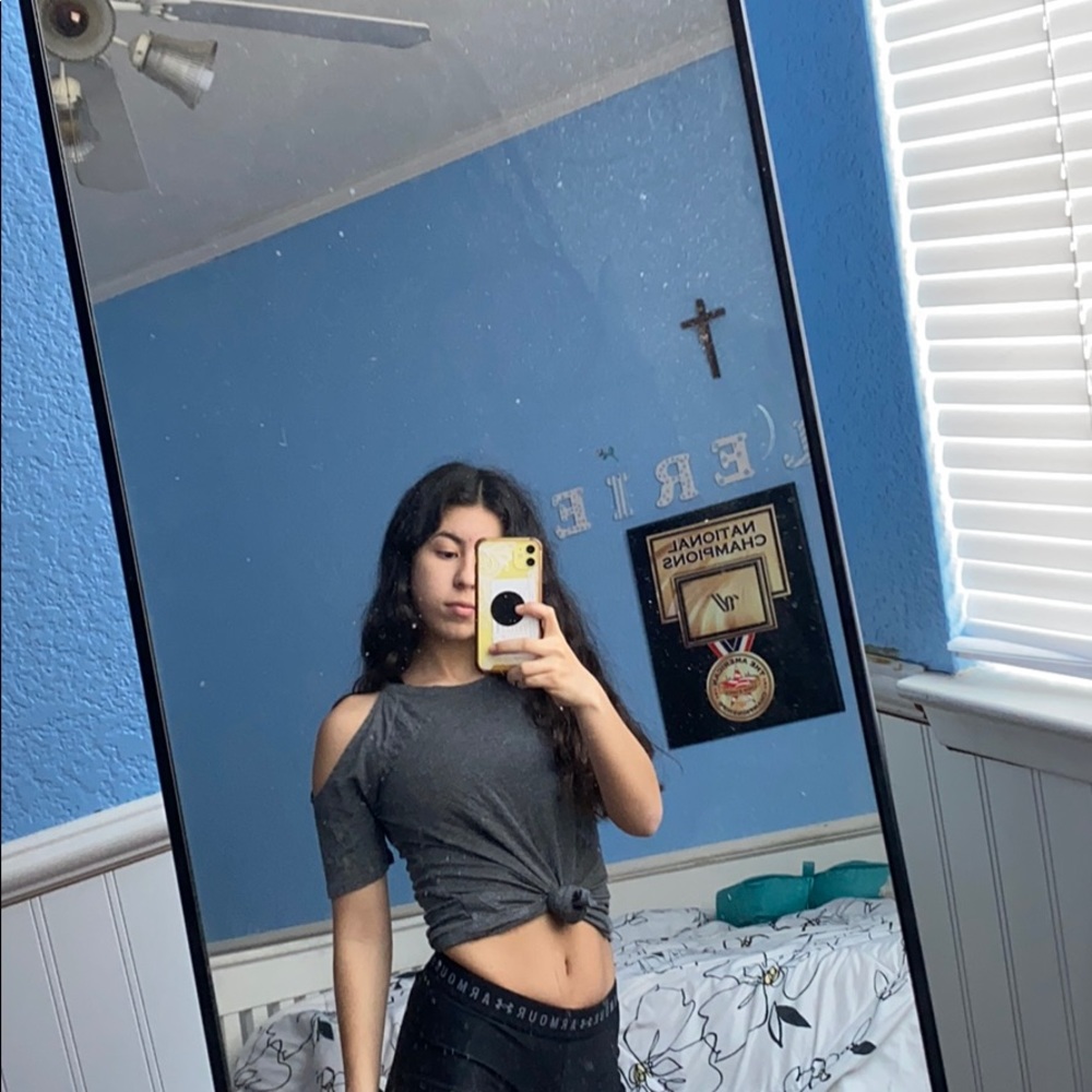 Grey off the shoulder top!